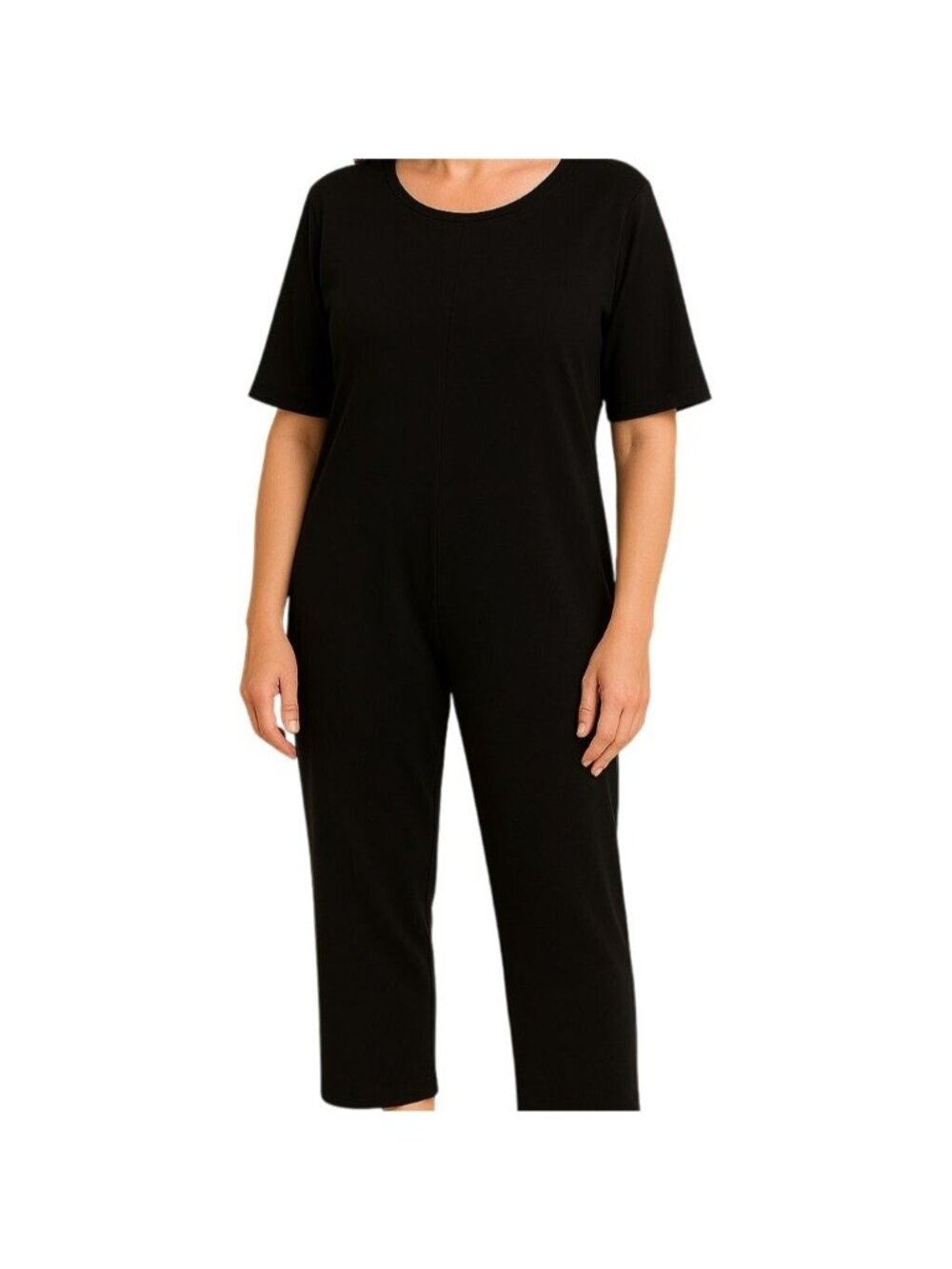 Zara Trafaluc Jumpsuit Womens Size Small Black Knot Front Half Sleeves Back Zip